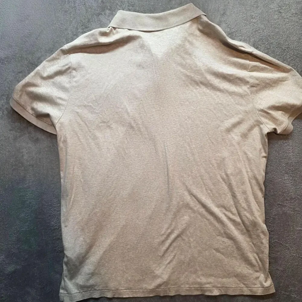 Polo Ralph Lauren Custom Slim Fit Polo Shirt Mens XL Beige Cotton Jersey